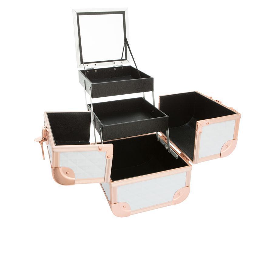 Slaycube Travel Case in White & Rose Gold Studded