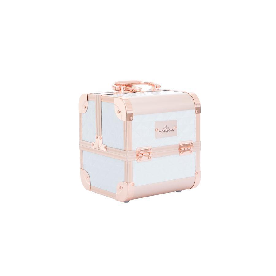 Slaycube Travel Case in White & Rose Gold Studded