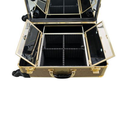 SlayCase XL Vanity Travel Train Case in Rose Gold Bling