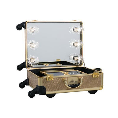 SlayCase XL Vanity Travel Train Case in Champagne Sparkle