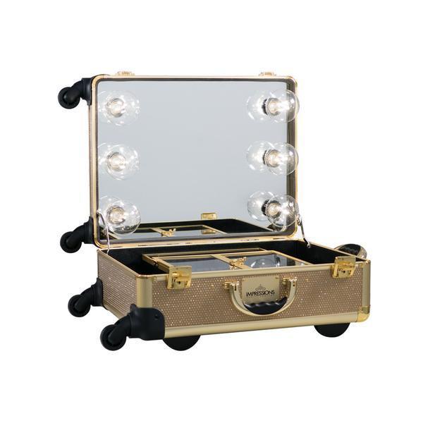 SlayCase XL Vanity Travel Train Case in Champagne Sparkle