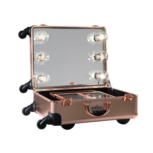 SlayCase XL Vanity Travel Train Case in Rose Gold Bling