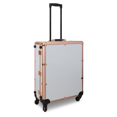 SlayCase Pro Vanity Travel Train Case in White and Rose Gold XXL
