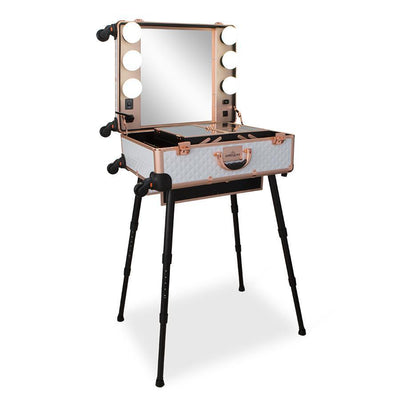 SlayCase Pro Vanity Travel Train Case in White and Rose Gold XXL