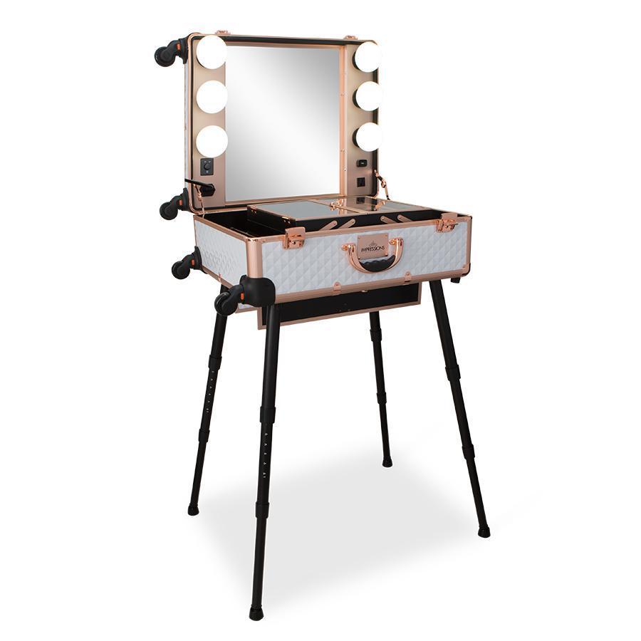 SlayCase Pro Vanity Travel Train Case in White and Rose Gold XXL